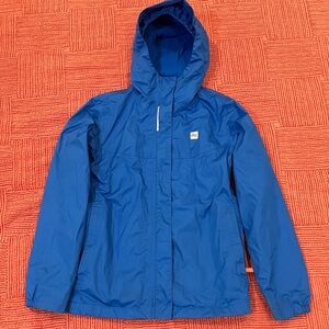 MEC size 12 kids Blue Raincoat with some reflective labels - fleece lined
